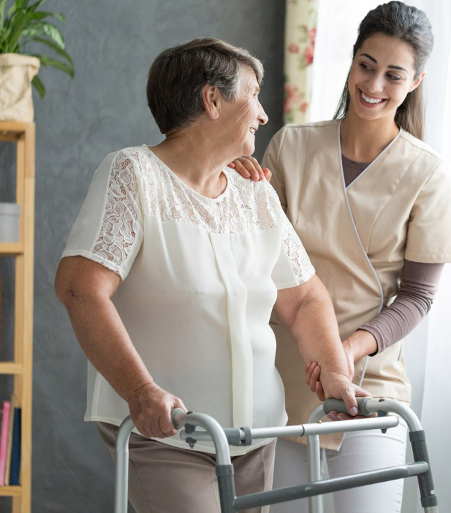 Caregiver providing personal care at home